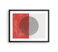 Affiche Poster 50x40cm Tableaux Image Photo Abstraction Blanc-Rouge Cercles Art
