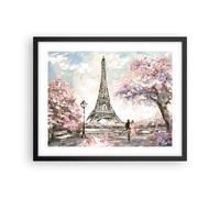 Affiche Poster 50x40cm Tableaux Image Photo Arbres Eiffle Couple France Wall Art