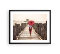 Affiche Poster 50x40cm Tableaux Image Photo Birmanie Parapluie Pont Wall Art