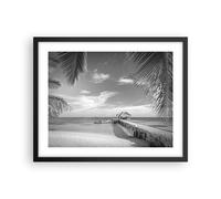 Affiche Poster 50x40cm Tableaux Image Photo Céleste Plage Monochrome Wall Art