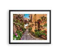 Affiche Poster 50x40cm Tableaux Image Photo Chemin fleurs maison cour Wall Art