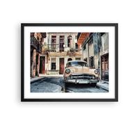 Affiche Poster 50x40cm Tableaux Image Photo Cubain Voiture Immeubles Wall Art