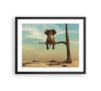 Affiche Poster 50x40cm Tableaux Image Photo Éléphant S'asseyant Branche Wall Art