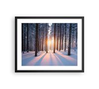 Affiche Poster 50x40cm Tableaux Image Photo forêt hiver neige Wall Art