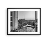 Affiche Poster 50x40cm Tableaux Image Photo Noir Et Blanc Paris Balcon Wall Art