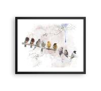 Affiche Poster 50x40cm Tableaux Image Photo Oiseaux Canaries Branche Wall Art