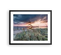 Affiche Poster 50x40cm Tableaux Image Photo Plage Herbe Horizon Wall Art