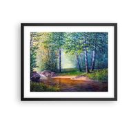 Affiche Poster 50x40cm Tableaux Image Photo prairie eau arbre Wall Art