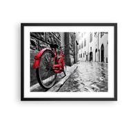Affiche Poster 50x40cm Tableaux Image Photo Rue Vélo Rue pavée bâtiment Wall Art
