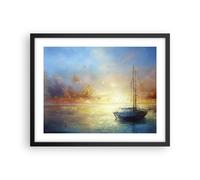 Affiche Poster 50x40cm Tableaux Image Photo Voilier Ouest Le Soleil Wall Art