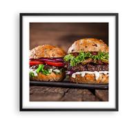 Affiche Poster 50x50cm Tableaux Image Américain hamburger nourriture barbecue