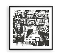 Affiche Poster 50x50cm Tableaux Image Noir Et Blanc Chiffres L'Abstraction Art