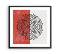 Affiche Poster 50x50cm Tableaux Image Photo Abstraction Blanc-Rouge Cercles Art