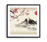 Affiche Poster 50x50cm Tableaux Image Photo Aquarelle Asie Paysage Wall Art