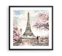 Affiche Poster 50x50cm Tableaux Image Photo Arbres Eiffle Couple France Wall Art