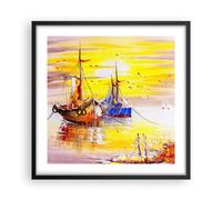 Affiche Poster 50x50cm Tableaux Image Photo Bateaux soleil mer voyage Wall Art