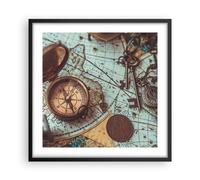 Affiche Poster 50x50cm Tableaux Image Photo Boussole Vintage Carte Wall Art