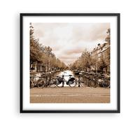 Affiche Poster 50x50cm Tableaux Image Photo Chaîne vélos Amsterdam centre Art