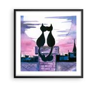 Affiche Poster 50x50cm Tableaux Image Photo Chats toit amour animal Wall Art