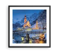 Affiche Poster 50x50cm Tableaux Image Photo De fête Église Neige Wall Art