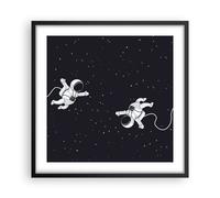 Affiche Poster 50x50cm Tableaux Image Photo Dessin Animé Astronautes Cosmos Art
