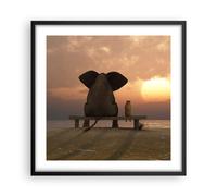 Affiche Poster 50x50cm Tableaux Image Photo éléphant rivage mer Wall Art