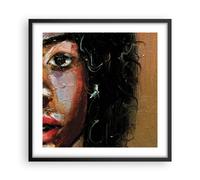 Affiche Poster 50x50cm Tableaux Image Photo Empâtement Portrait Africain Art