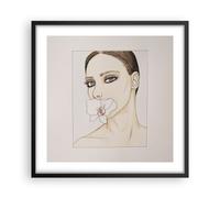Affiche Poster 50x50cm Tableaux Image Photo Femme Silence Fleur Wall Art