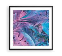Affiche Poster 50x50cm Tableaux Image Photo Feuilles Rose Bleu Wall Art