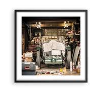 Affiche Poster 50x50cm Tableaux Image Photo Historique Voiture Garage Wall Art