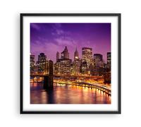 Affiche Poster 50x50cm Tableaux Image Photo New York nuit pont de Brooklyn Art