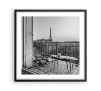 Affiche Poster 50x50cm Tableaux Image Photo Noir Et Blanc Paris Balcon Wall Art