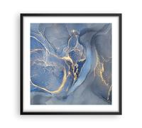 ARTTOR Affiche Decoration Murale Moderne Poster Cadre Noir 50x50cm Or bleu peinture Deco Affiches Murales Wall Art Design Tableau Decoration Salon Chambre Cuisine Decor P2BAC50x50-5029