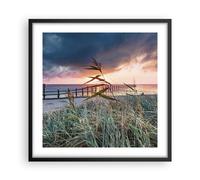Affiche Poster 50x50cm Tableaux Image Photo Plage Herbe Horizon Wall Art