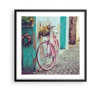 Affiche Poster 50x50cm Tableaux Image Photo Rose Vélo Vintage Wall Art
