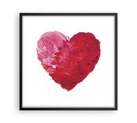 Affiche Poster 50x50cm Tableaux Image Photo Rouge Coeur Aquarelle Wall Art