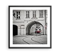 Affiche Poster 50x50cm Tableaux Image Photo Tchèque Tramway Prague Wall Art