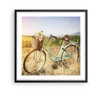 Affiche Poster 50x50cm Tableaux Image Photo Vélo Prairies Fleurs Wall Art