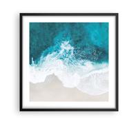 Affiche Poster 50x50cm Tableaux Image Photographie Aérienne Plage Vague Art