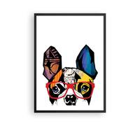 Affiche Poster 50x70cm Tableaux Chien Lunettes de vue coloré bouledogue Art