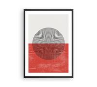 Affiche Poster 50x70cm Tableaux Image Abstraction Blanc-Rouge Cercles Wall Art