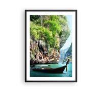 Affiche Poster 50x70cm Tableaux Image Bateau falaises nature rochers Wall Art