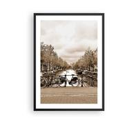 Affiche Poster 50x70cm Tableaux Image Chaîne vélos Amsterdam centre Wall Art