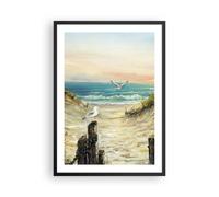 Affiche Poster 50x70cm Tableaux Image Impressionnisme Mouettes Côte Wall Art