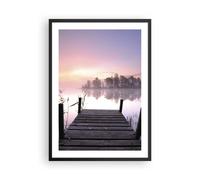 Affiche Poster 50x70cm Tableaux Image Matinée lever de soleil brouillard lac Art