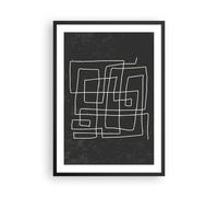 Affiche Poster 50x70cm Tableaux Image Noir Et Blanc Labyrinthe Ligne Wall Art