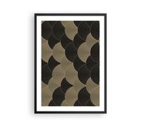 Affiche Poster 50x70cm Tableaux Image Noir Et Or Cercles Graphiques Wall Art