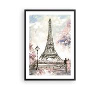 Affiche Poster 50x70cm Tableaux Image Photo Arbres Eiffle Couple France Wall Art