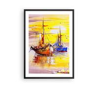 Affiche Poster 50x70cm Tableaux Image Photo Bateaux soleil mer voyage Wall Art