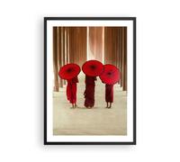 Affiche Poster 50x70cm Tableaux Image Photo Bhoutan Parapluie Rouge Wall Art